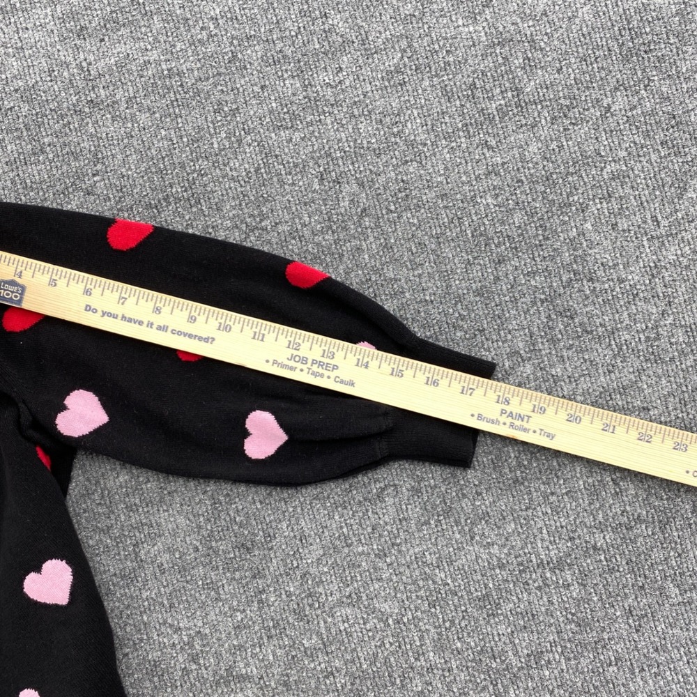 Adrianna Papell Heart Sweater Womens Large Black Pink Red Knit Pullover Romantic - Picture 7 of 9